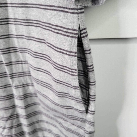 Garnet Hill Dress Women's Size 12 Gray Black Striped Pockets Organic Cotton - Picture 6 of 10